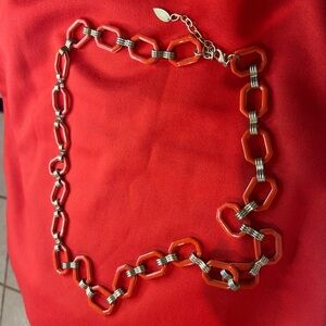 Coldwater Creek Vibrant Orange and Silver Necklace